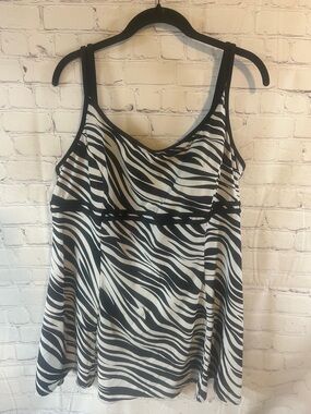 20W Plus size Great Lengths Zebra Print Black & White one piece swimsuit
